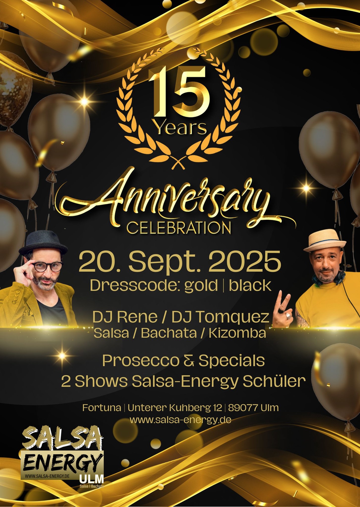 15 Jahre Salsa-Energy - Gold Black Edition Special - Wir feiern Jubiläum! 2 DJs + 2 Shows