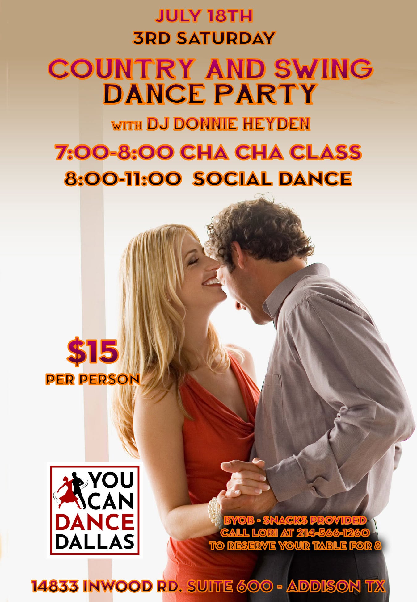 3RD SATURDAY COUNTRY & SWING DANCE PARTY & CHA CHA CLASS