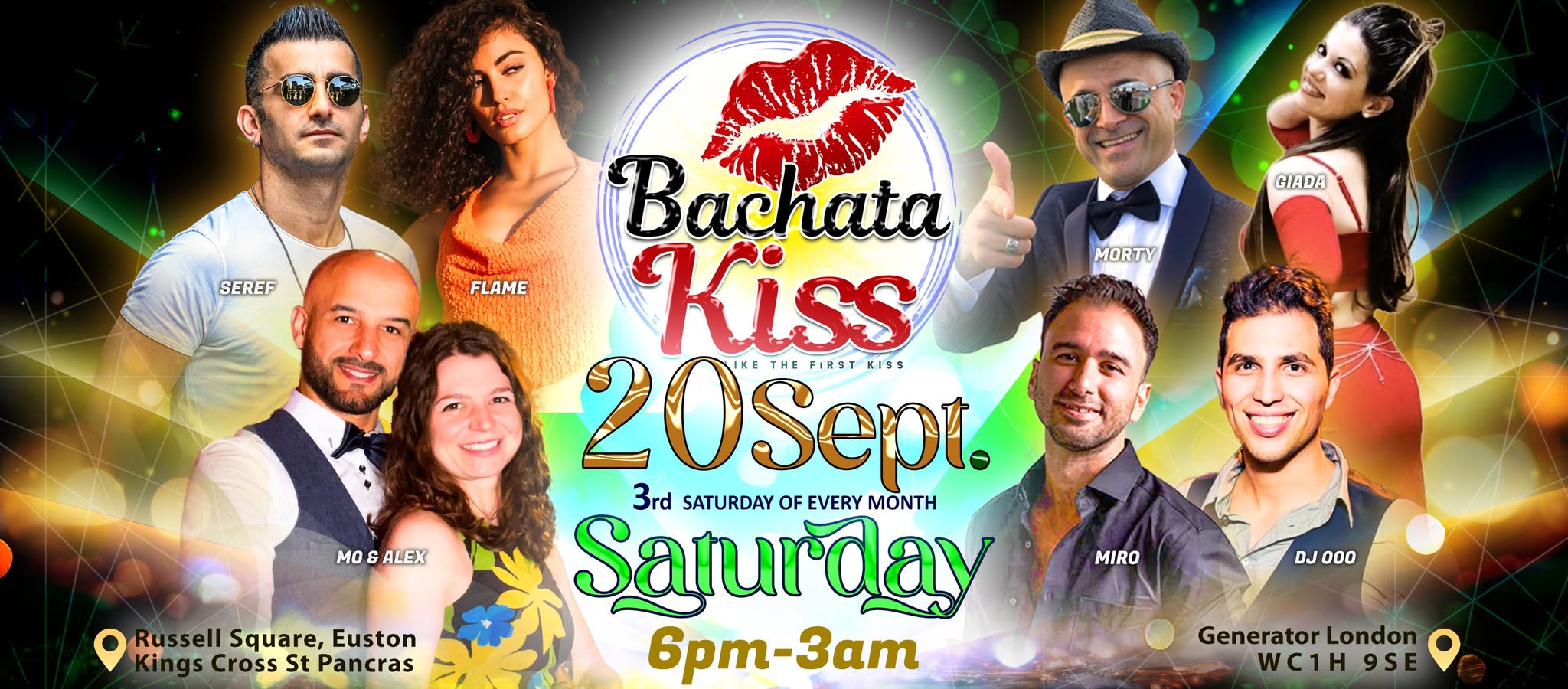 Bachata Kiss - September - Bachata classes and parties on the 3rd Saturday of every month in London