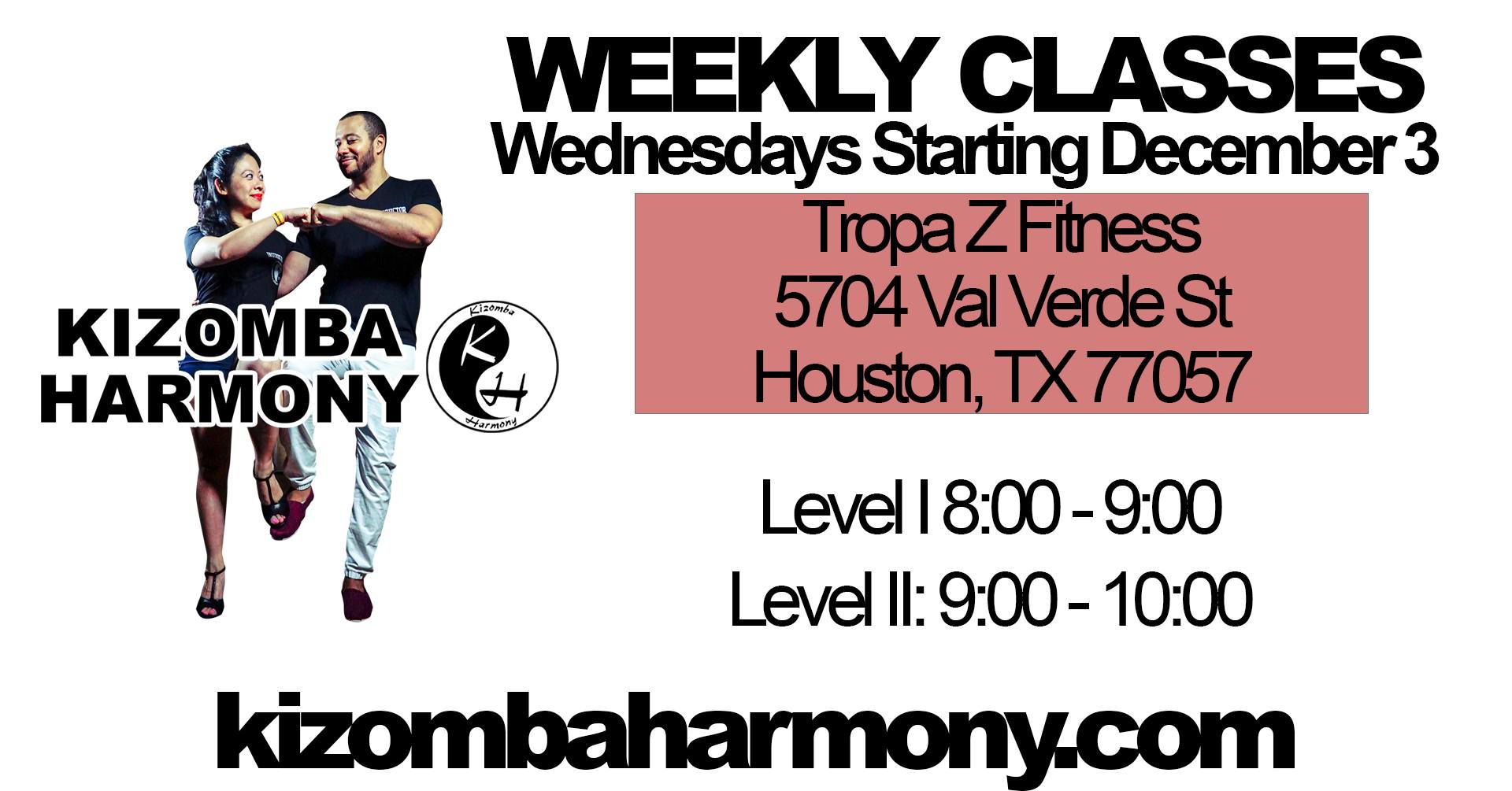 Kizomba Harmony Weekly Classes - December 2025 (8 Week Cycle)
