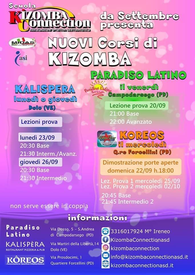 Dal 20 Settembre Nuovi corsi di Kizomba by Kizomba Connection