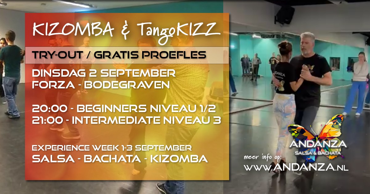 Kizomba - Try-out gratis proefles - beginners en intermediate - Bodegraven