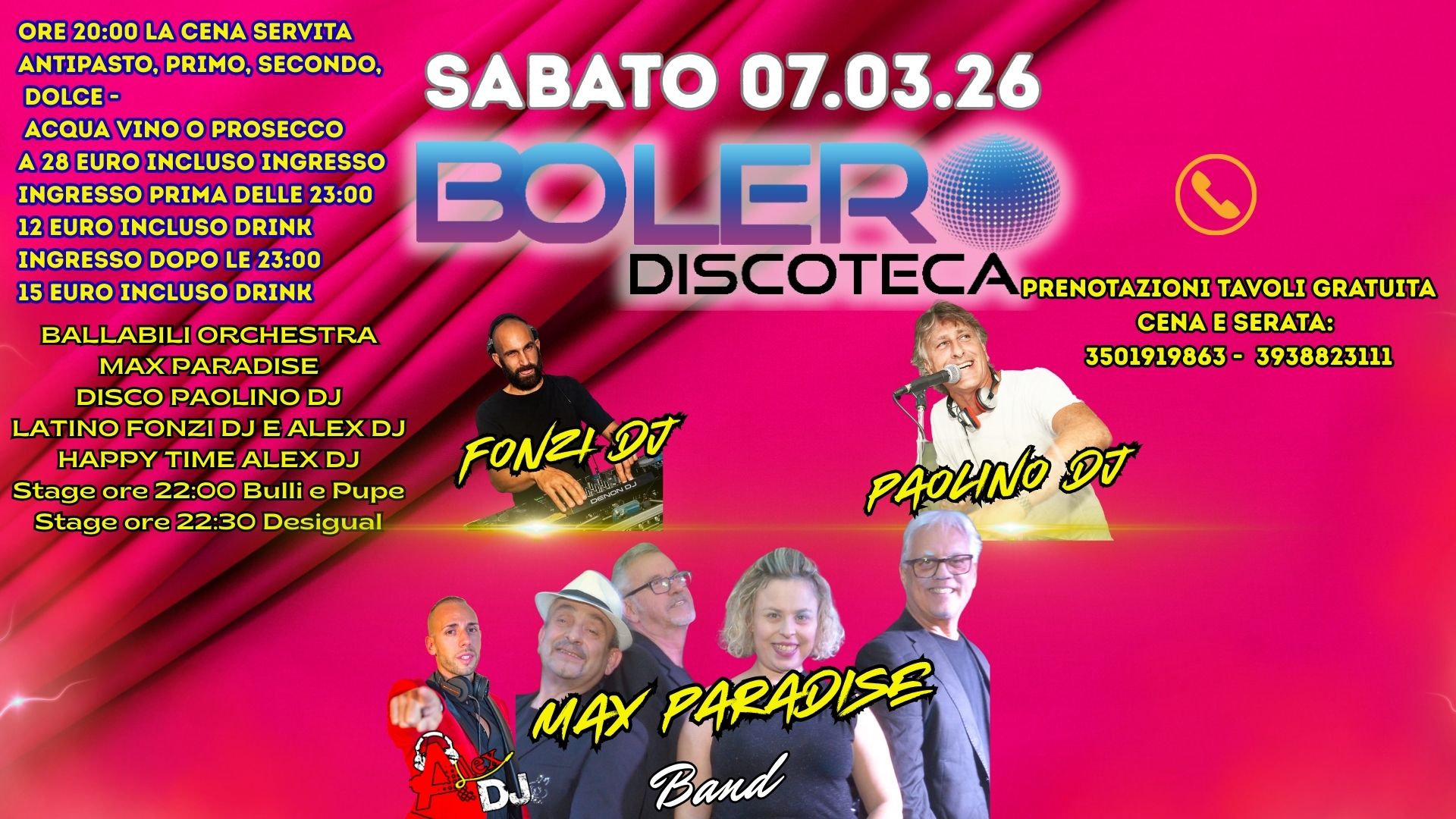 Sabato 07 03 26 Discoteca BOLERO Multisala