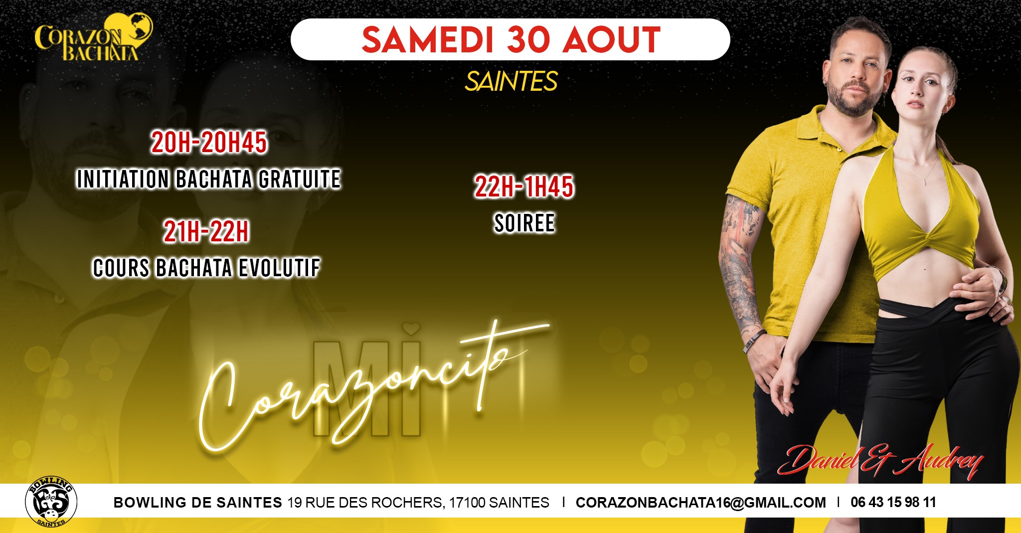 Mi Corazoncito Saintes BKS Soirée pré-rentrée Bachata Découverte