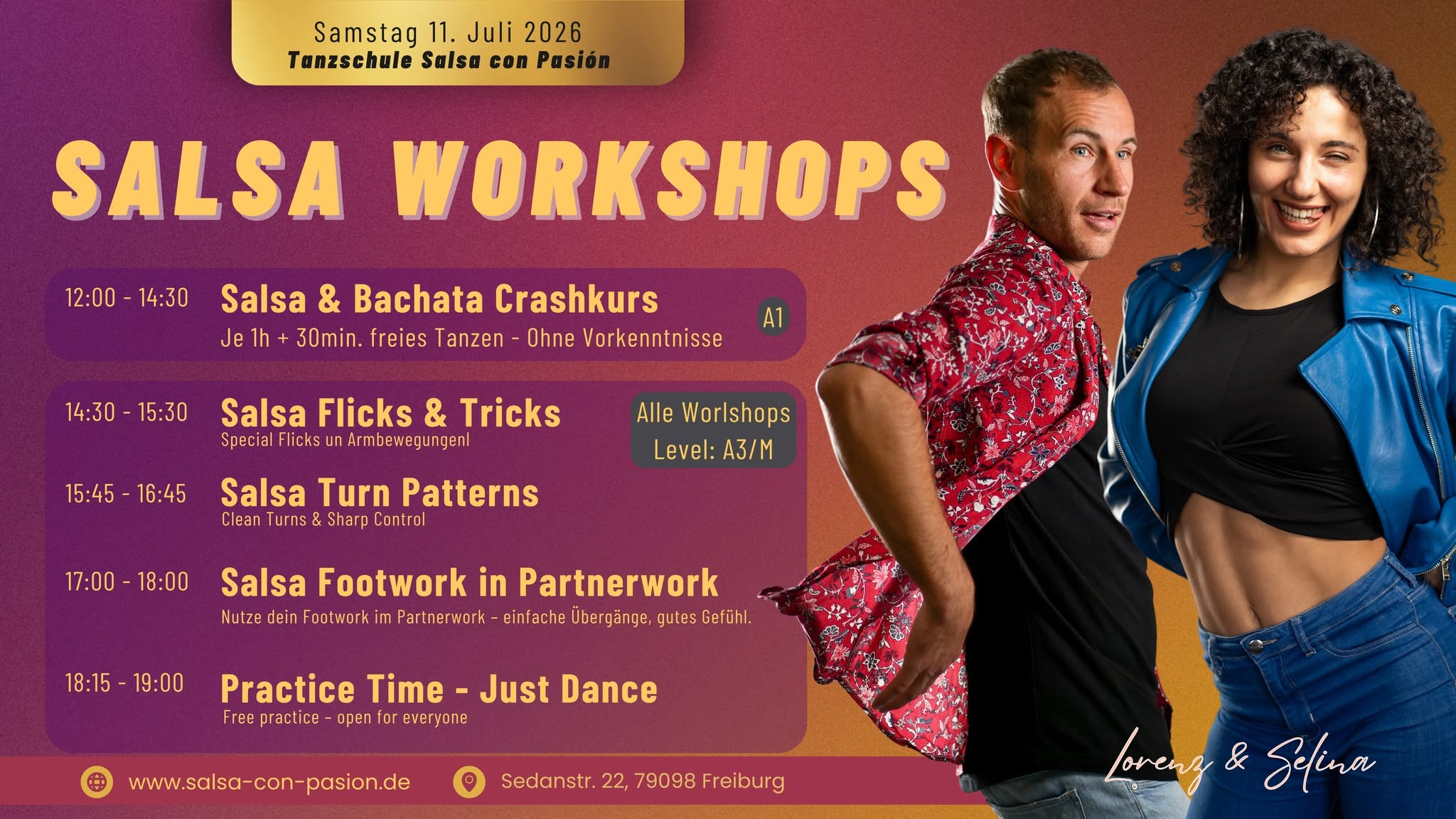 Salsa Workshop Day Freiburg mit Lorenzo & Selina