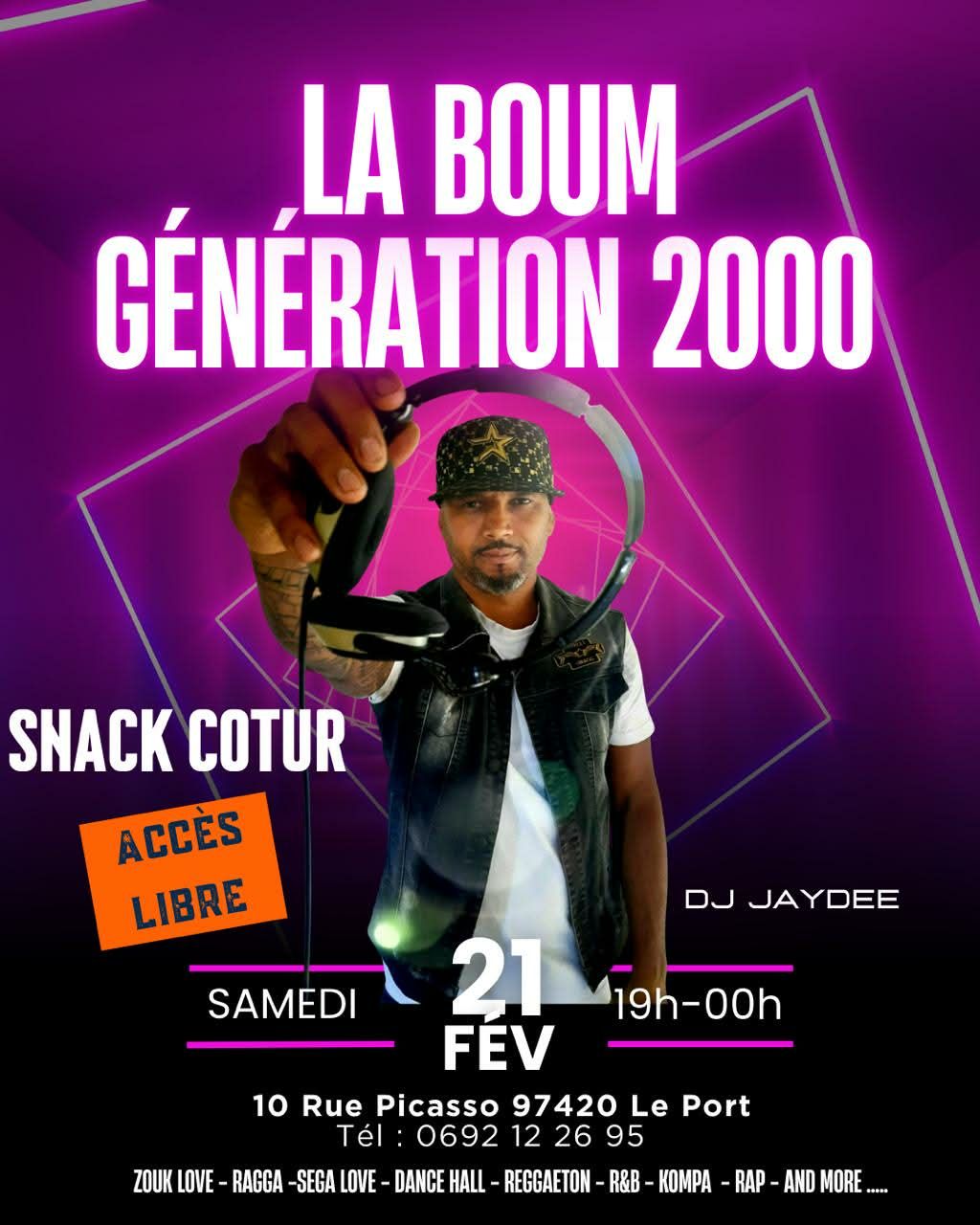LA MÉGA BOUM SOIRÉE GÉNÉRATION 2000 SNACK COTUR LE PORT AVEC DJ'JAYDEE ACCÉS LIBRE 19h 00h