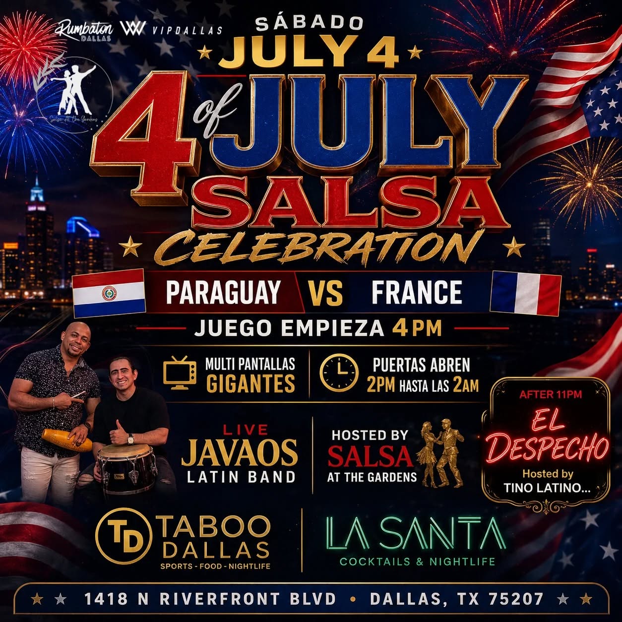4th of July Salsa Celebration @ Taboo Dallas