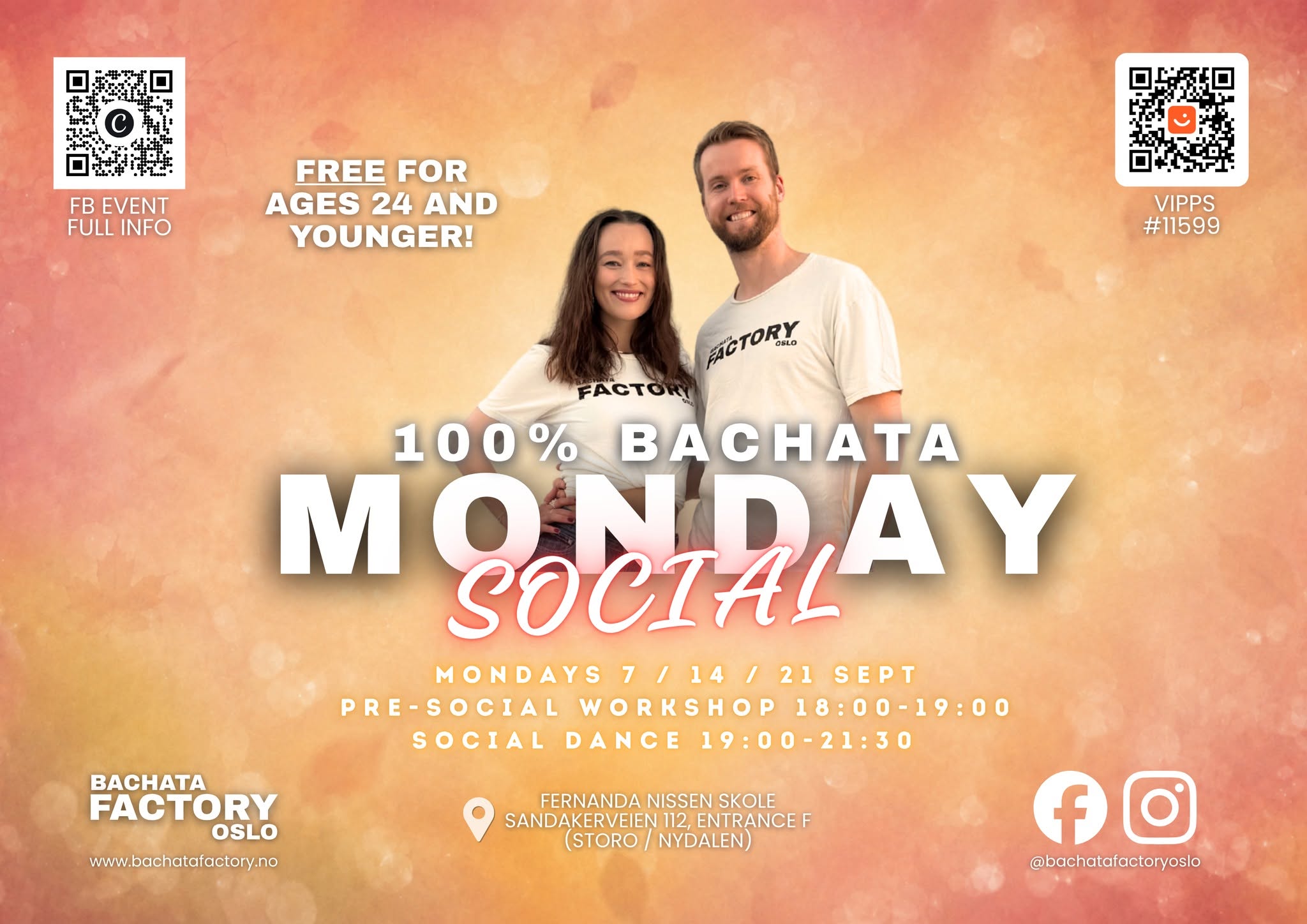 100% BACHATA MONDAY SOCIAL WITH WORKSHOP 7 SEPT