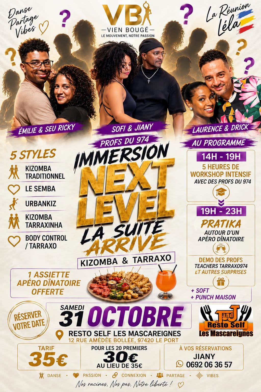 IMMERSION NEXT LEVEL 5h DE WORKSHOP ( KIZ SEMBA URBANKIZ TARRAXO INTENSIF + APÉRO + PRATIKA