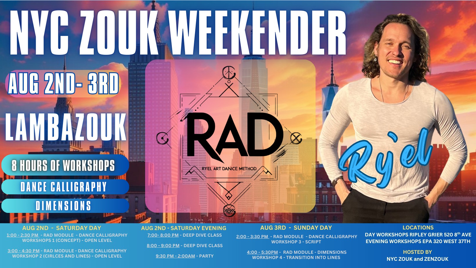 NYC ZOUK WEEKENDER - "LambaZouk with Zensei Ry'el and his "RAD METHOD"