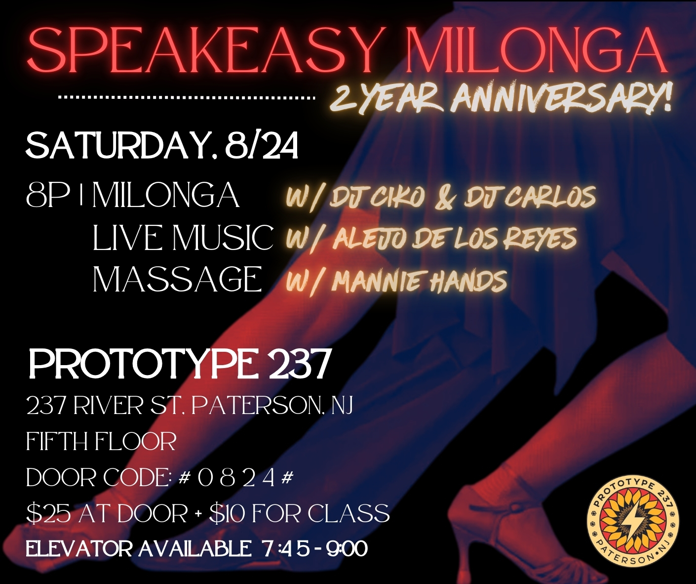 Speakeasy Milonga 2-YR ANNIVERSARY with Ciko and Carlos