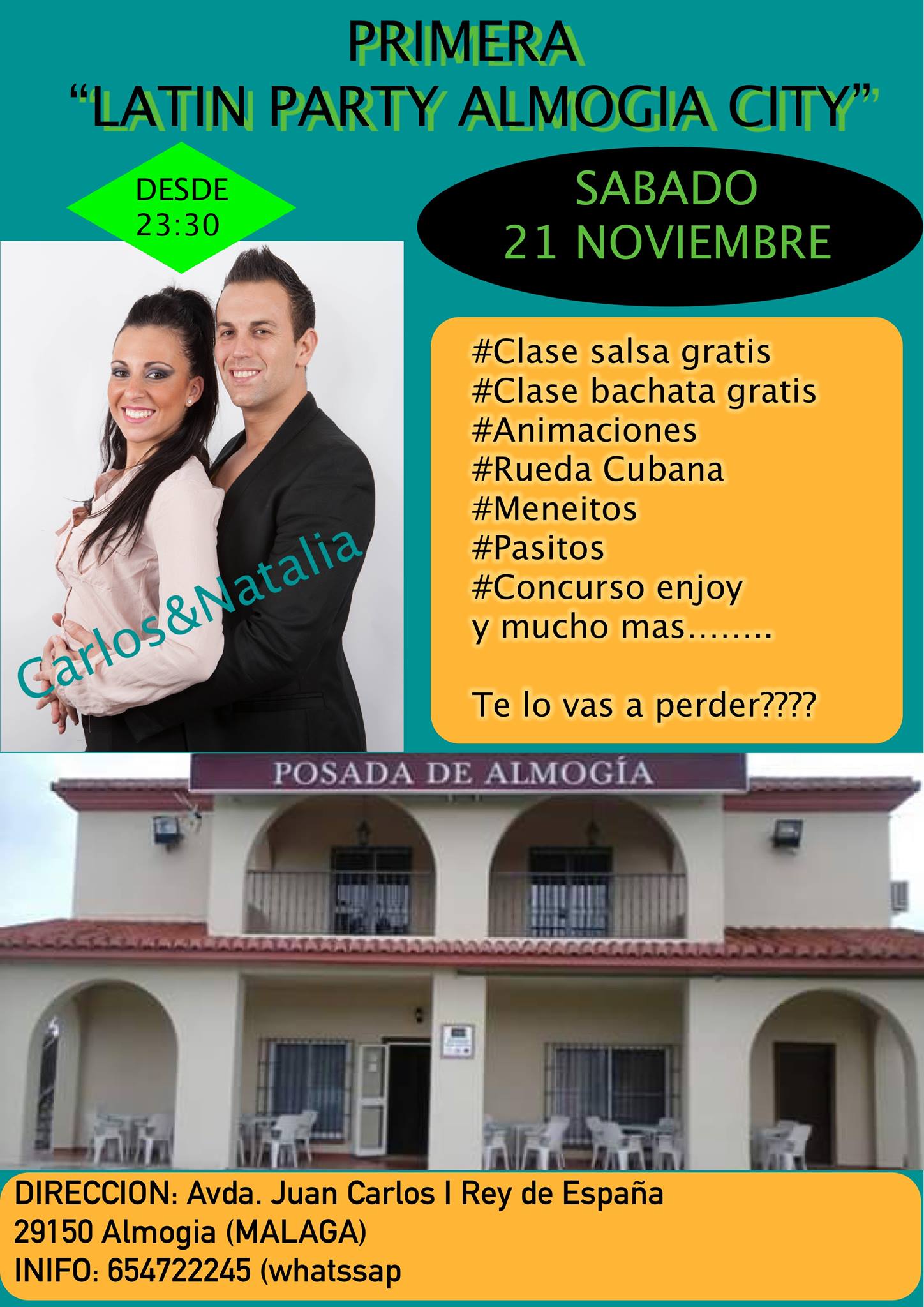 Fiesta Latina LA POSADA DE ALMOGIA!!! SABADO 21 NOVIEMBRE.