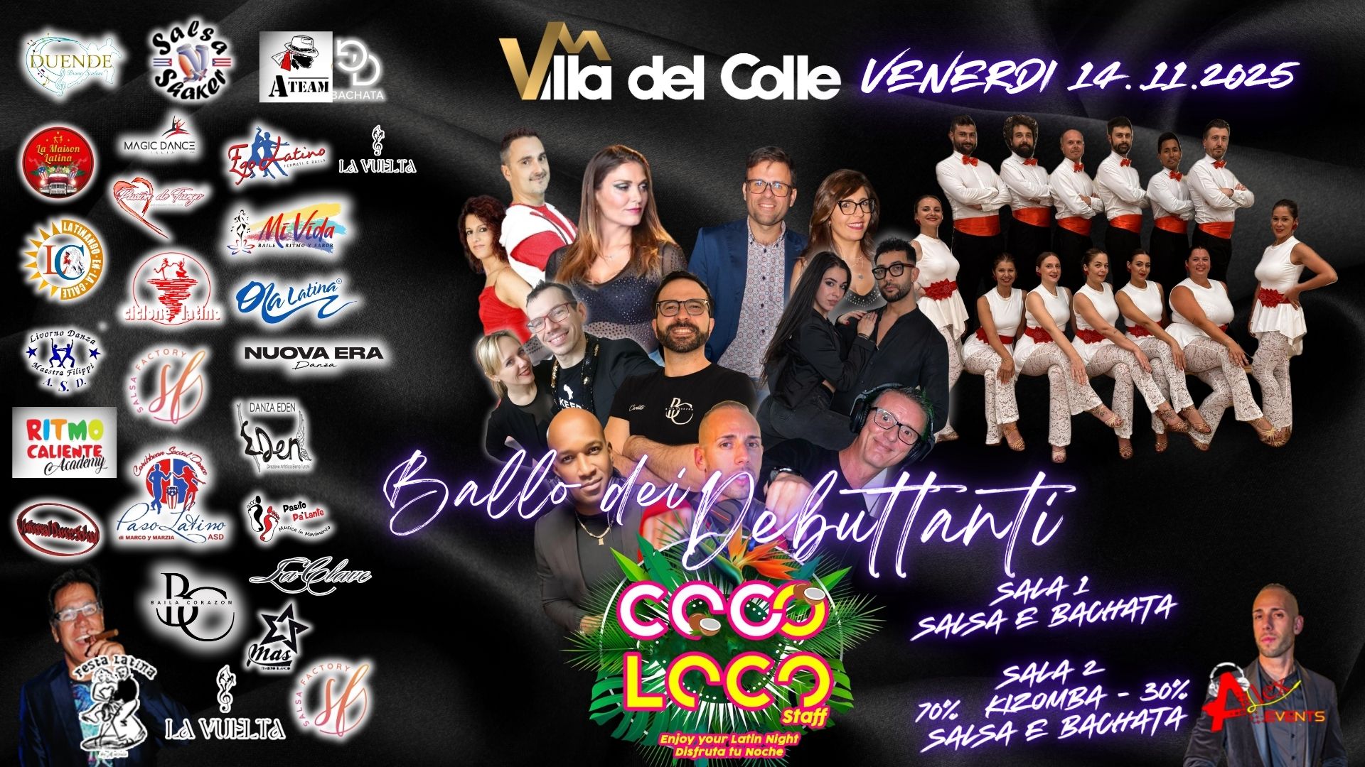 Venerdi 14 11 25 Ballo dei Debuttanti CocoLoco Latino @Villa del Colle