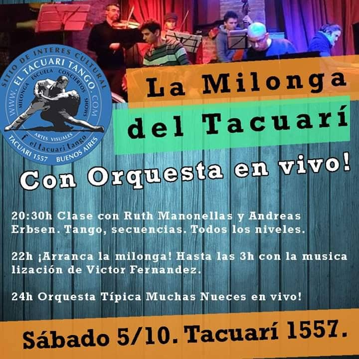 Sábado de milonga + Orquesta Muchas Nueces en vivo