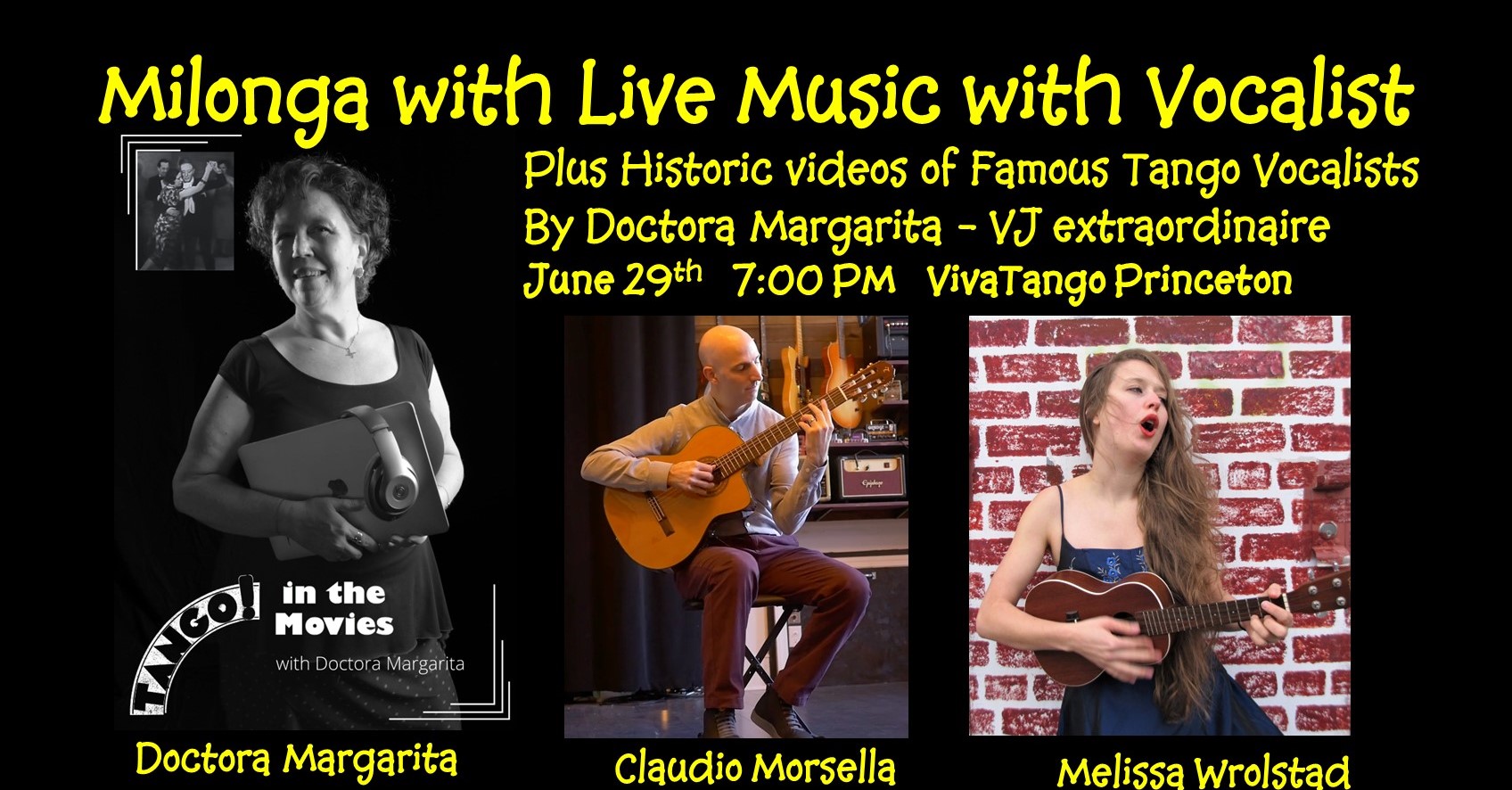 Milonga with Live Music, Plus a special showing of historic videos of famous Tango Vocalists