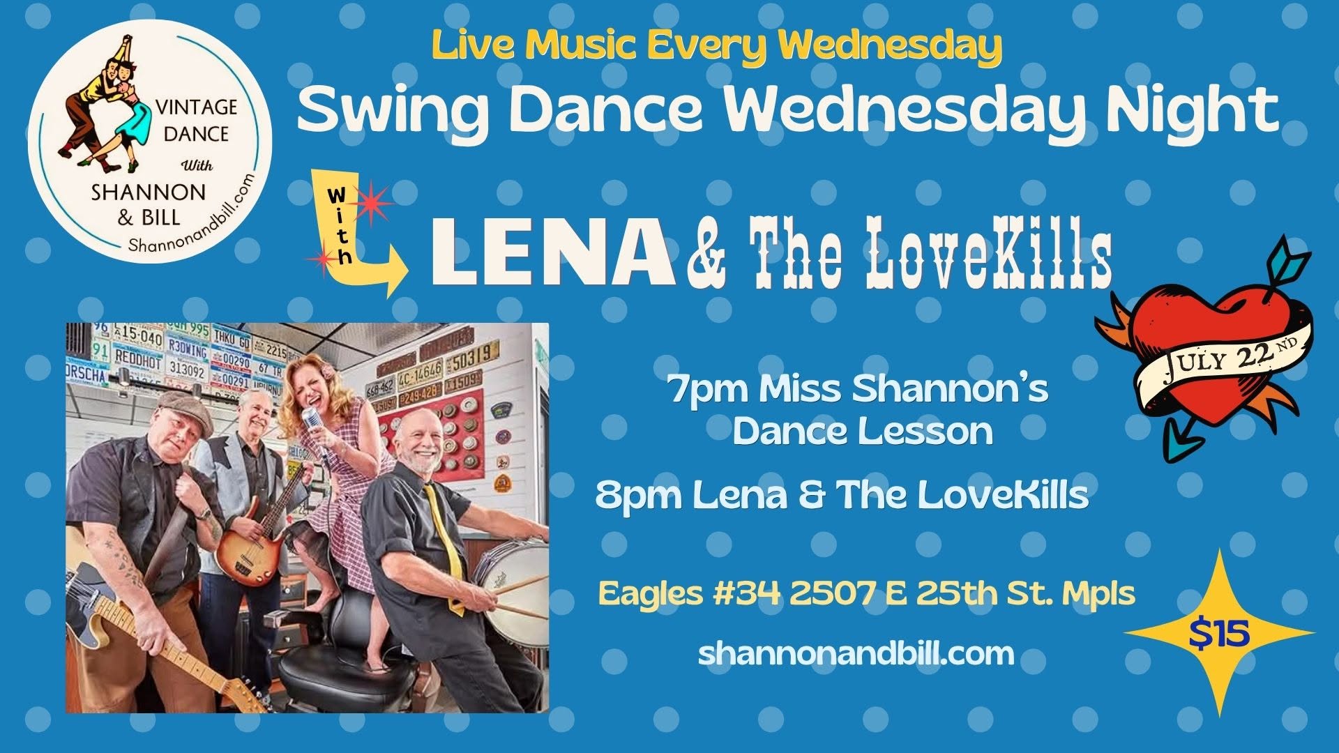 Lena & The LoveKills at Swing Dance Wednesday Night 7 22
