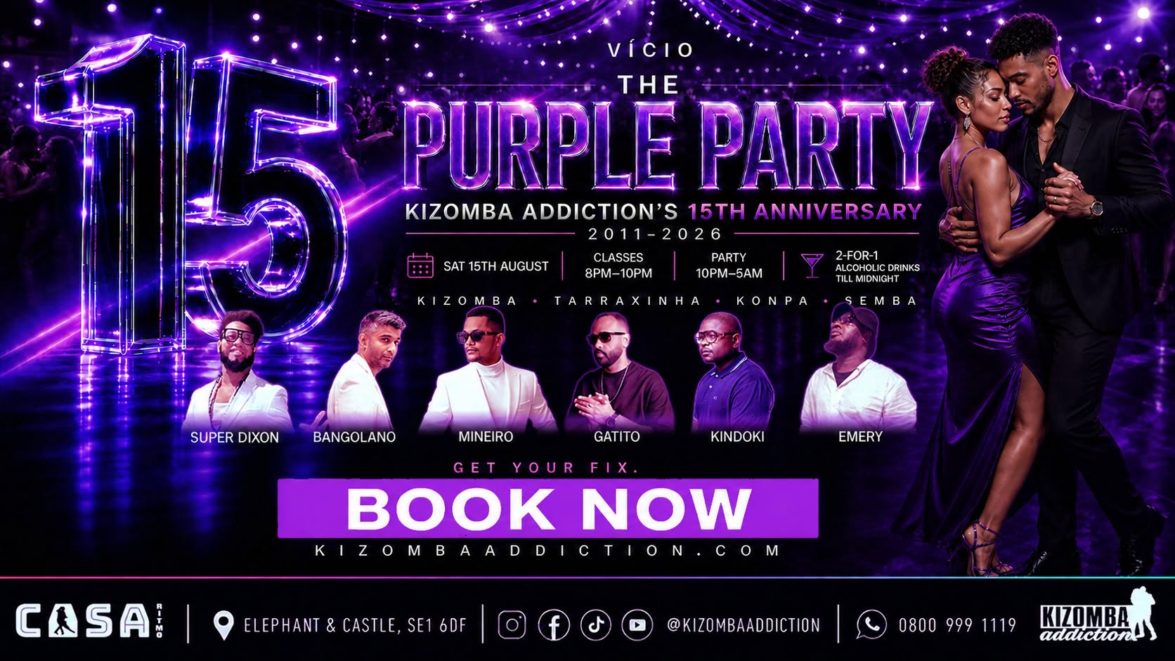 🎶 London’s No.1 Kizomba Party : Vicio Purple Party with DJ Bangolano 🐰🎉