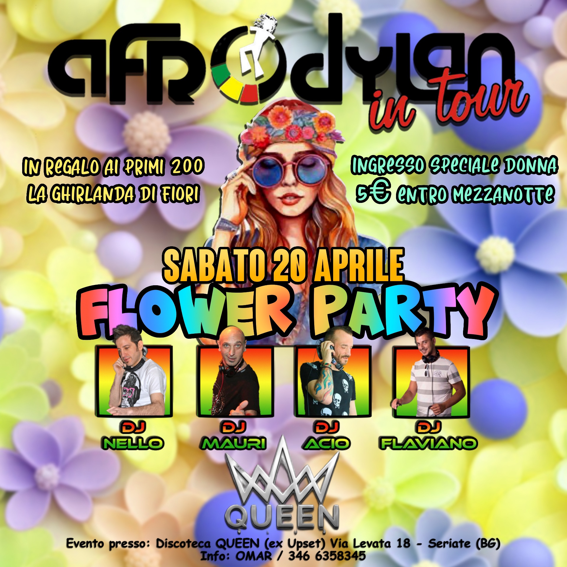 πΈ FLOWER PARTY β
AFRODYLAN β
ingresso donna 5β¬ entro 00.00