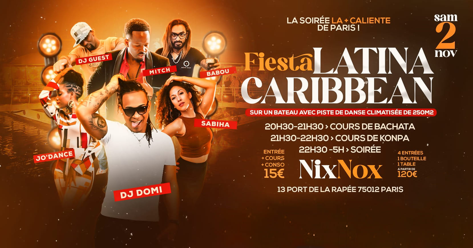 FIESTA LATINA CARIBBEAN avec DJ DOMI + DJ GUEST + 2 cours + showcase đ