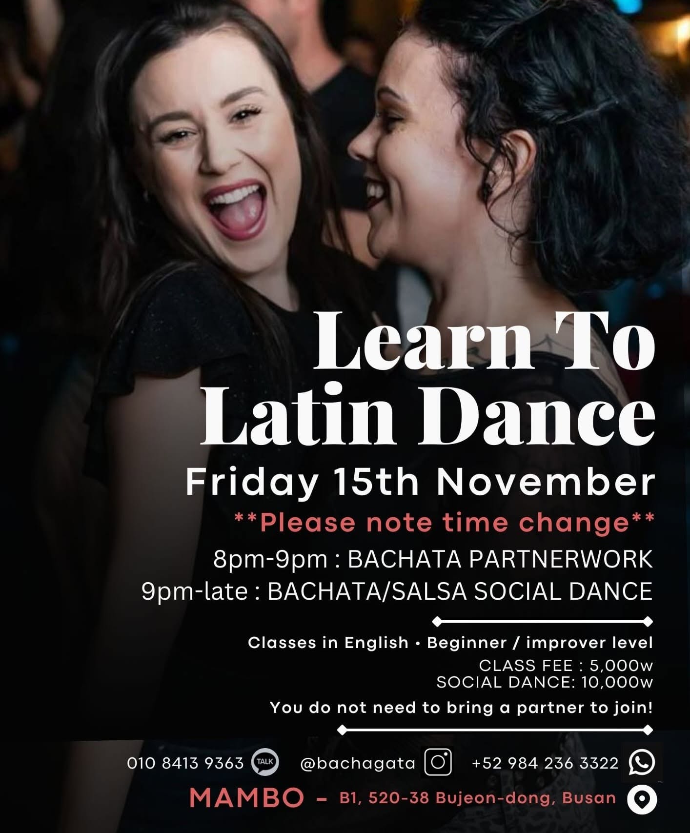 BACHATA CLASS IN ENGLISH - 8pm-9pm @ Mambo Seomyeon