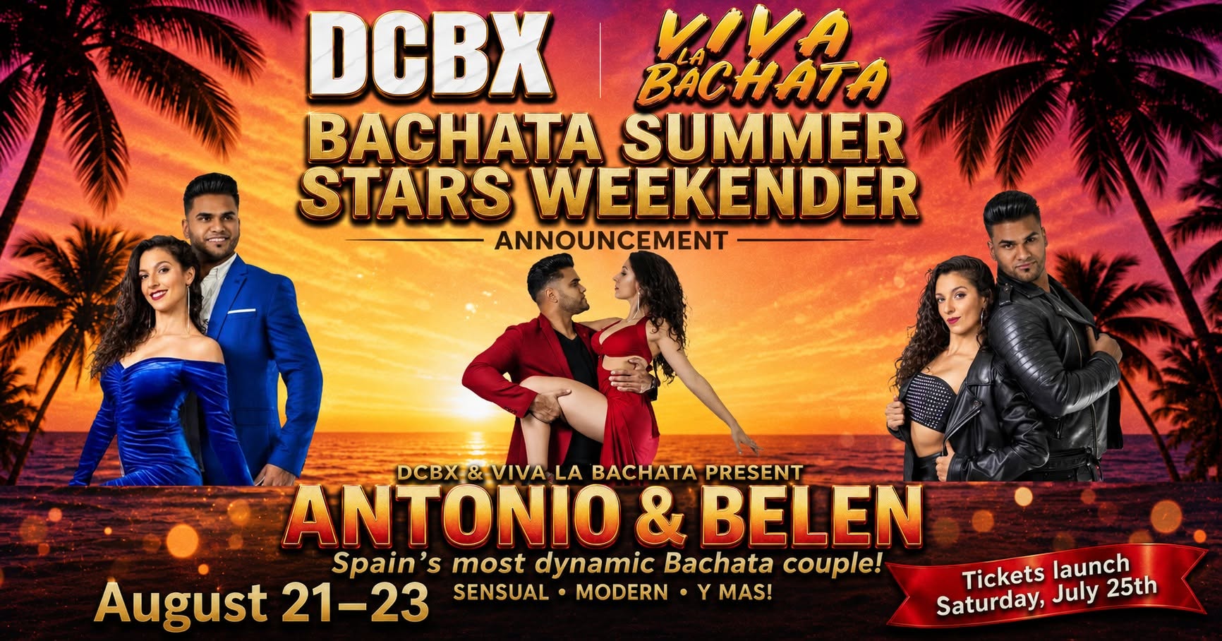 DCBX & Viva La Bachata Bachata Summer Stars Weekender w Antonio & Belen August 21-23