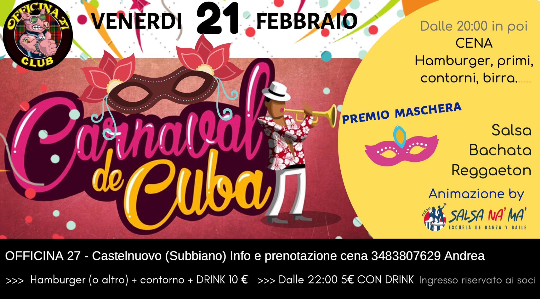 πππππππ£π π‘ππ©ππ£π Carnaval de Cuba - cena e serata - ven 21 feb.