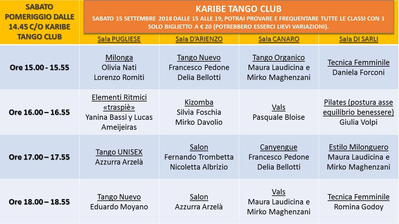 Workshop pomeridiano Karibe Tango Club 2018