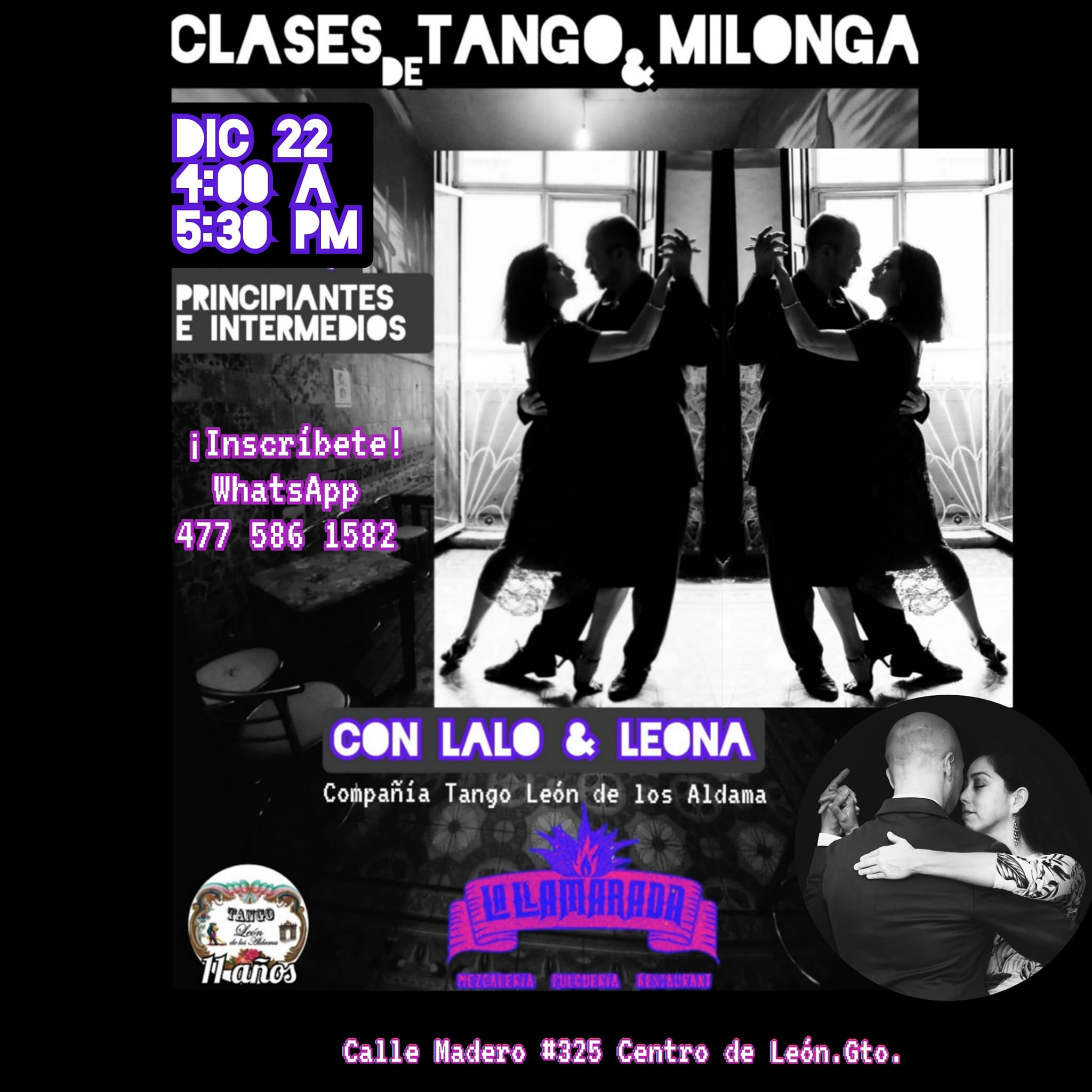 Clase de Tango y Milonga Domingo 22 de diciembre 2024