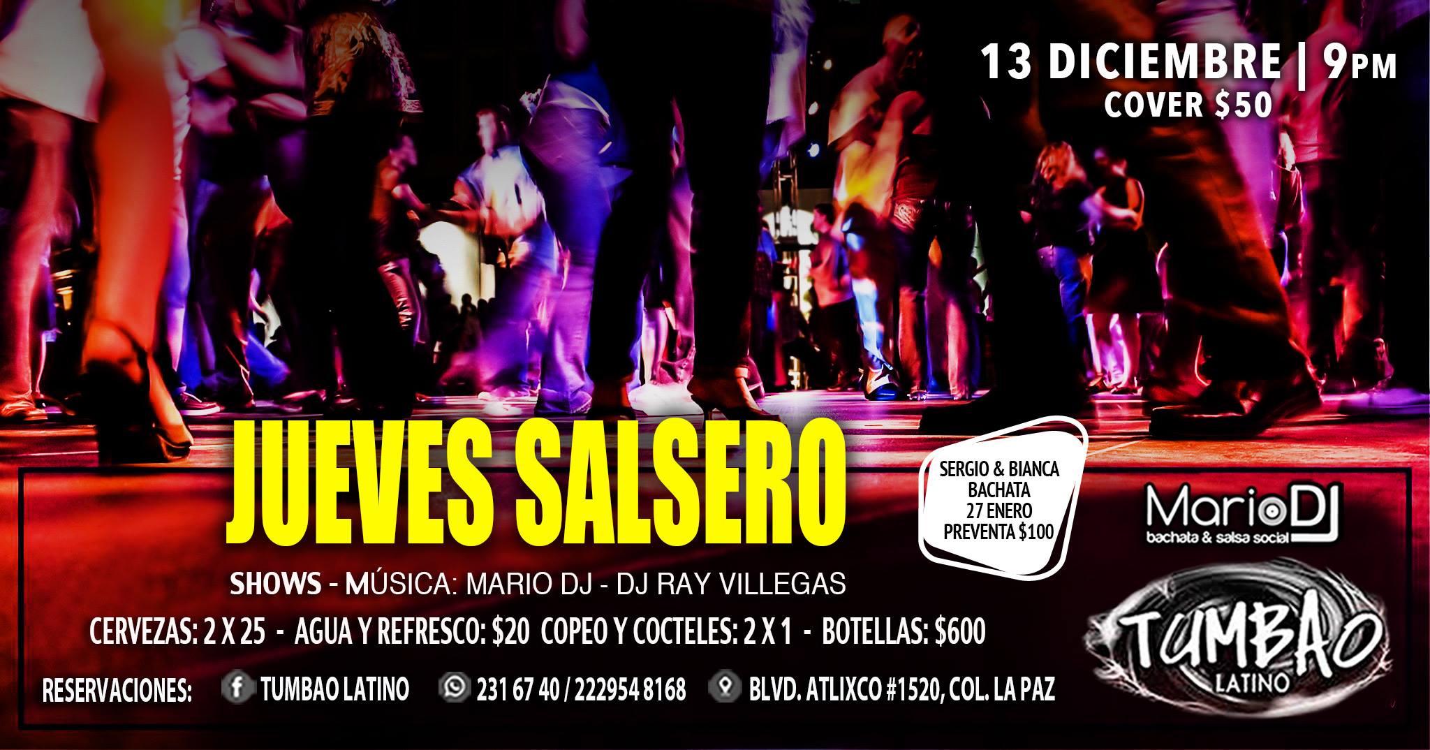 Jueves SALSERO_Mario DJ Domingo 13 Dic 9 pm Tumbao Latino