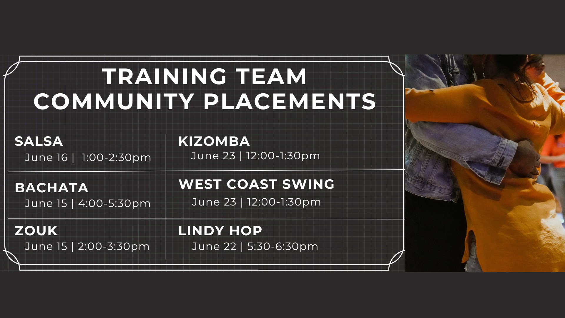 Dance Training Team Community Placements