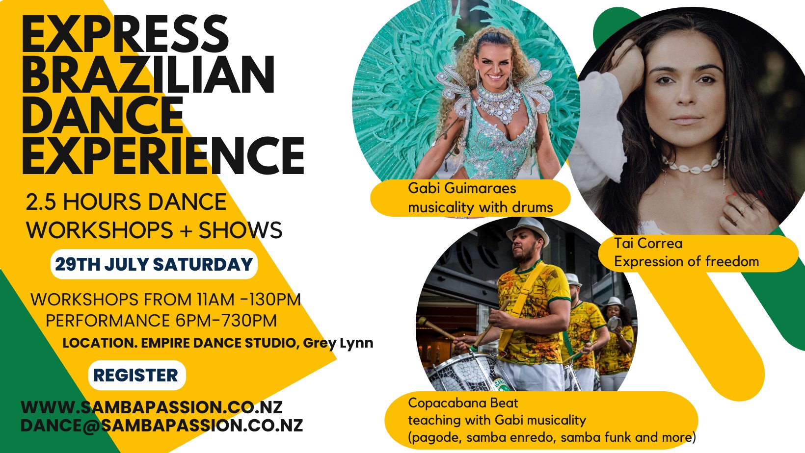 EXPRESS BRAZILIAN DANCE WORKSHOPS + SHOW