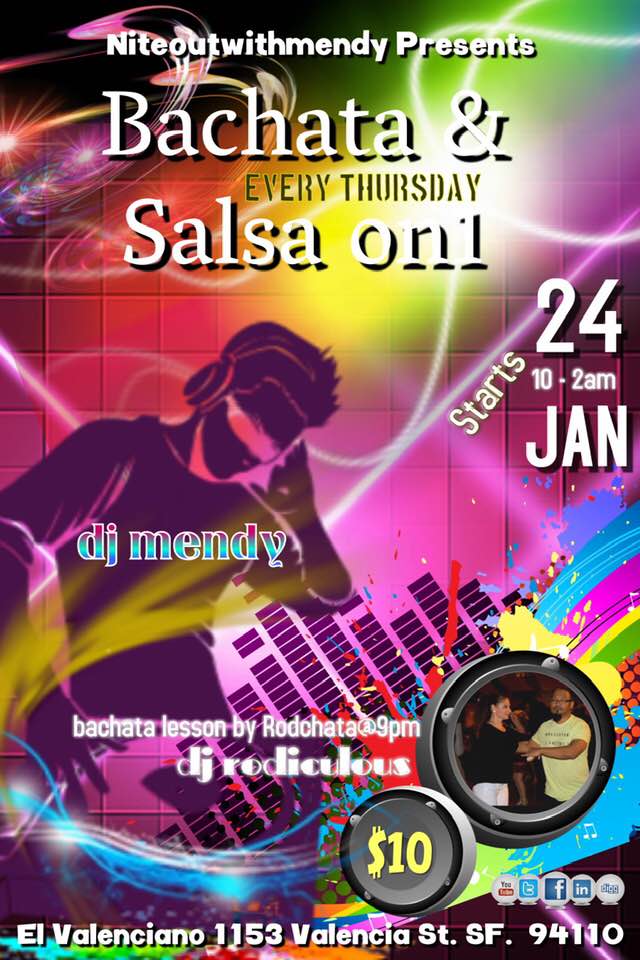 Bachata & Salsa Dance Party + Dance Lesson at El Valenciano