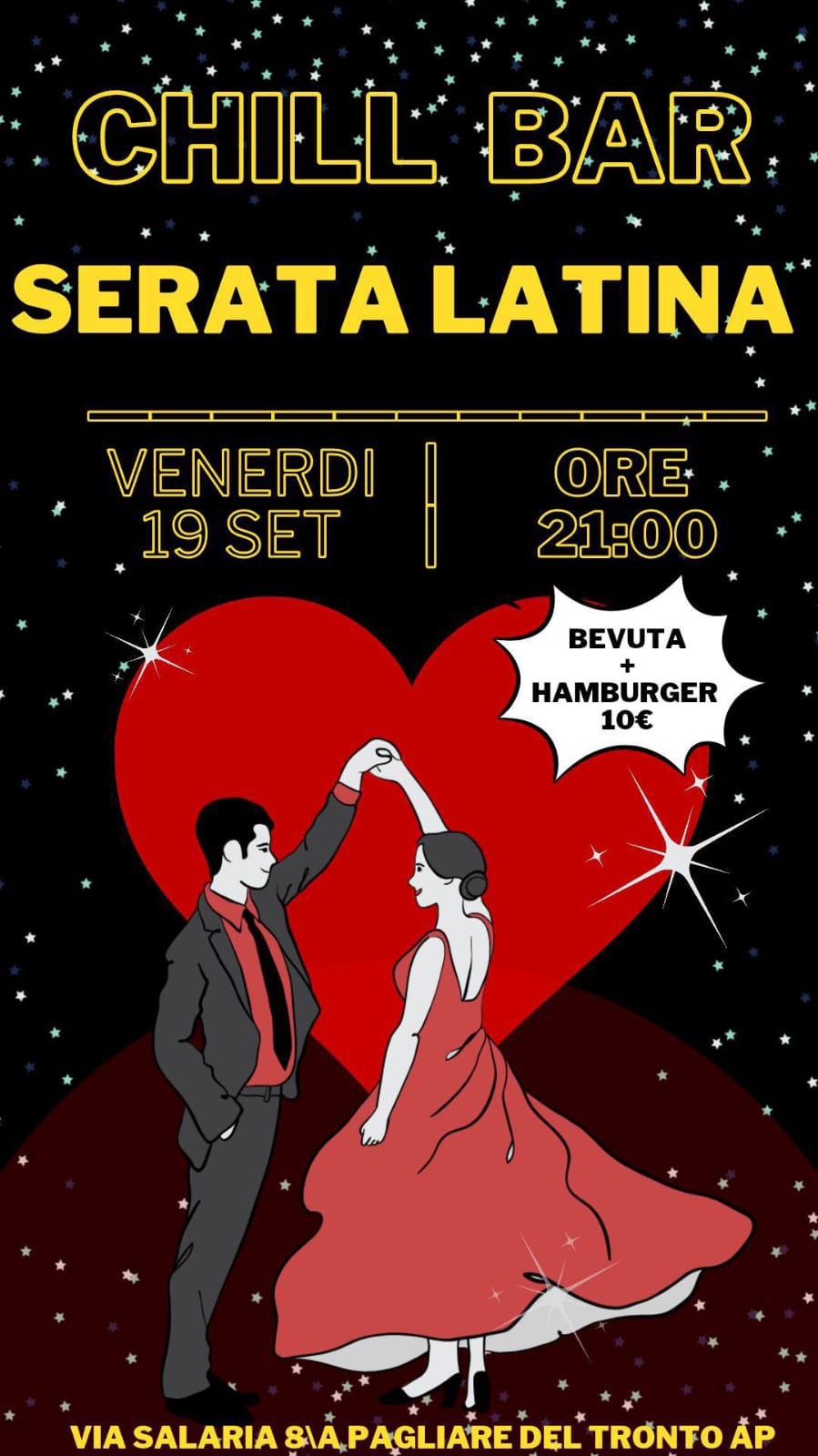VENERDÌ 19 SETTEMBRE L'APERICENA LATINO DEL CHILL BAR