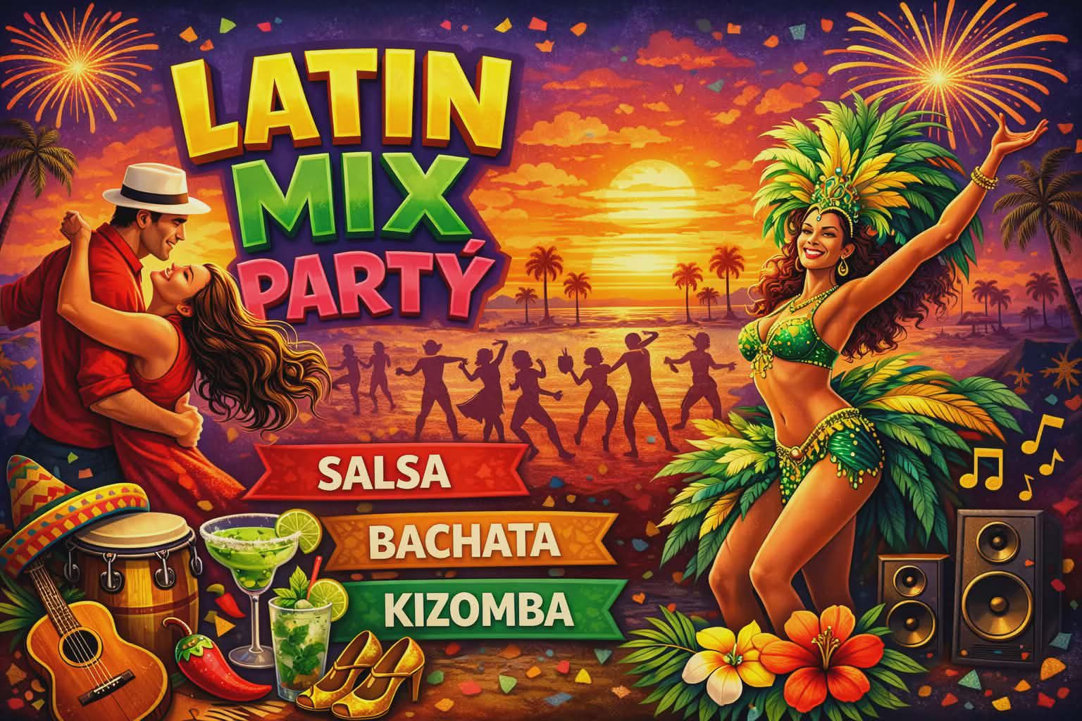 Mixed latin danskvöld: Salsa 50% bachata 50% og 100% Kizomba