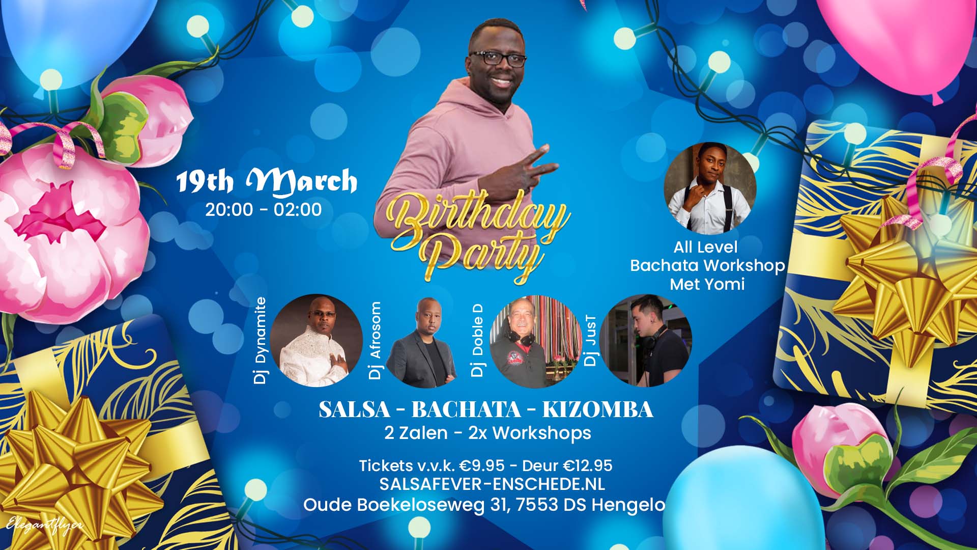 Salsa, Bachata, Kizomba Feest Birthday Bash 2 Zalen Hengelo