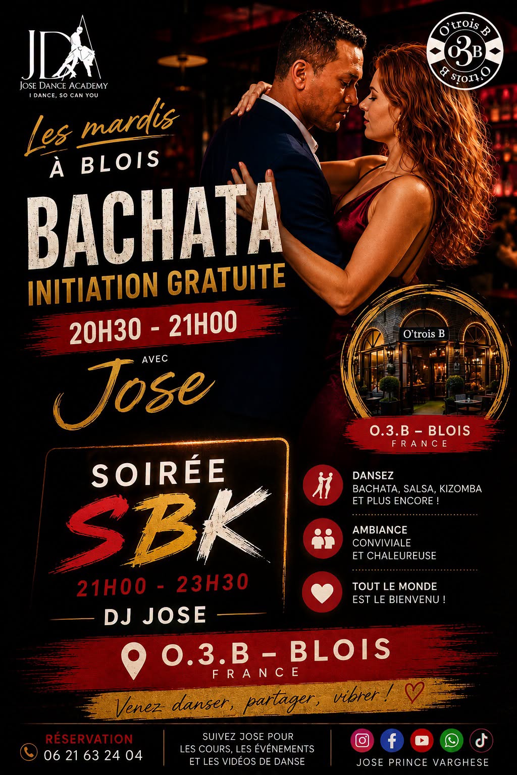 Bachata Cours Gratuite Soiree SBK O3B Jose Prince Varghese