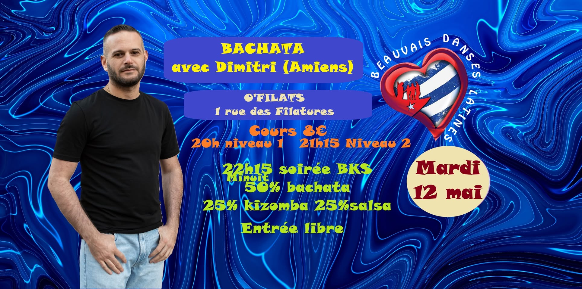 Mardi spécial BACHATA avec DIMITRI O'Filats