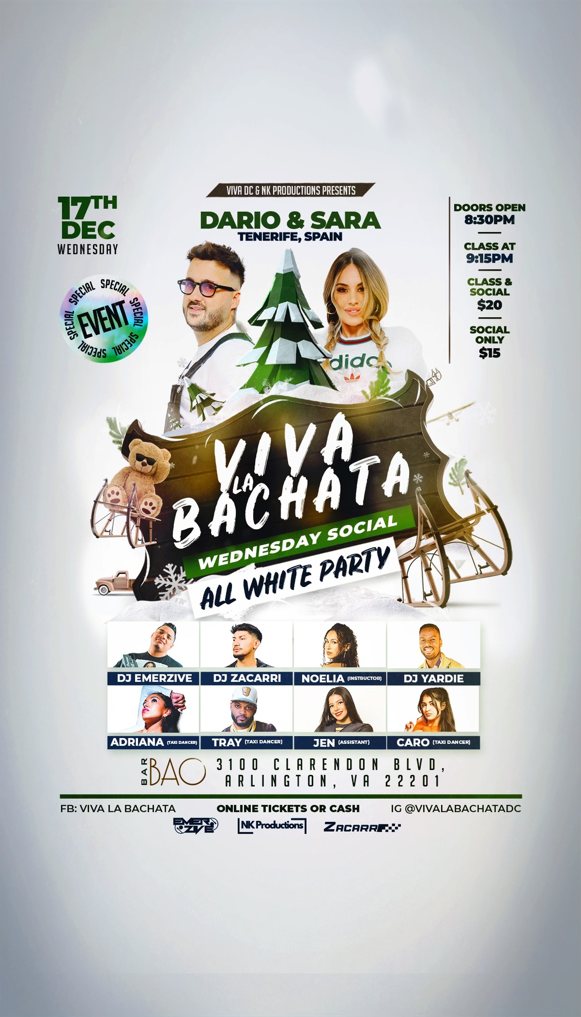 ❄️Viva La Bachata Wednesday Social - ⚪️ALL WHITE PARTY W Dario & Sara