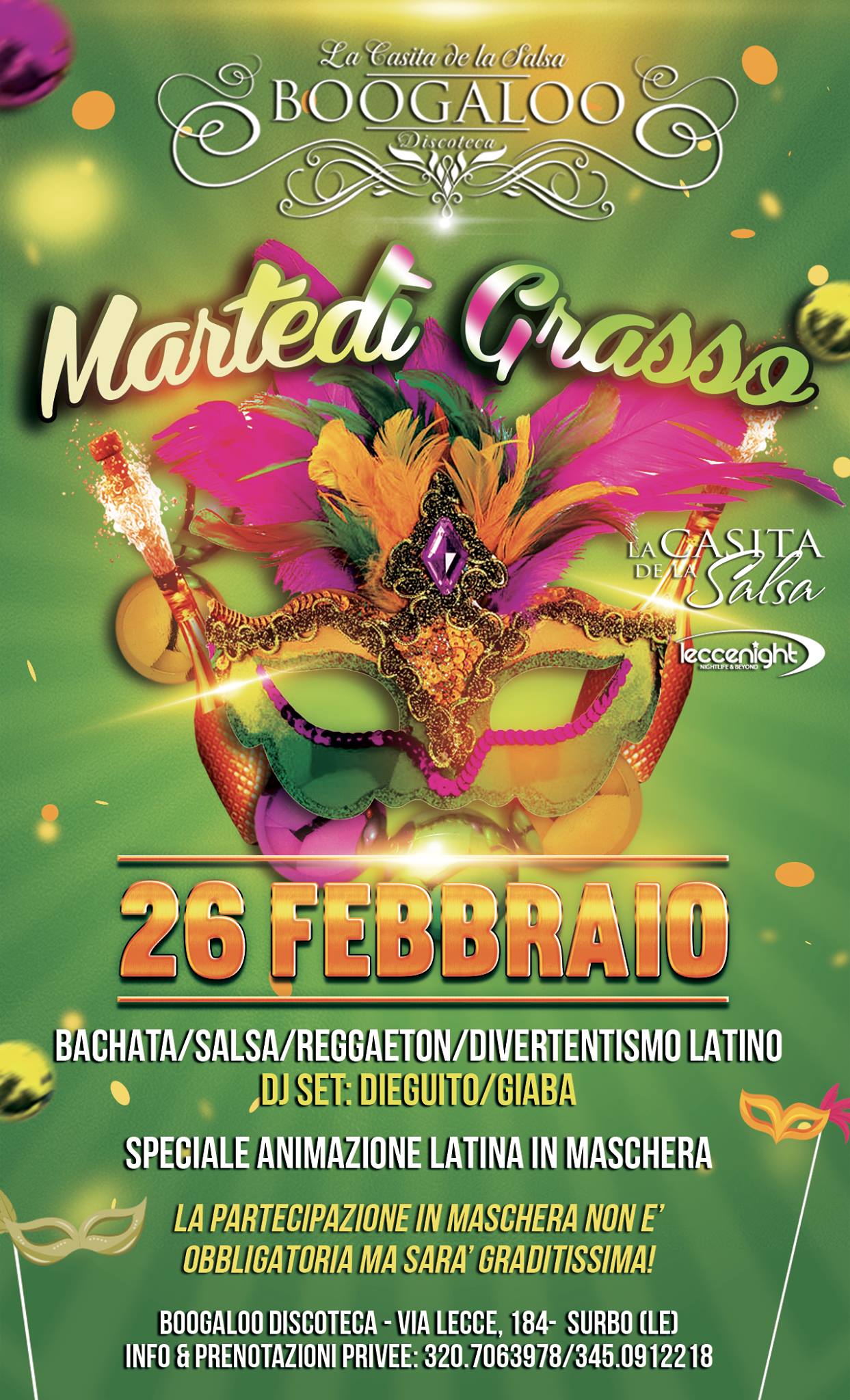 Boogaloo Carnival Party Martedì Grasso 26 Feb