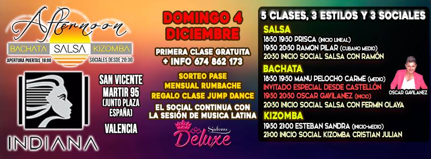 Afternoon Salsa: 5 clases, 3 estilos y sociales. 1ª Clase Gratis