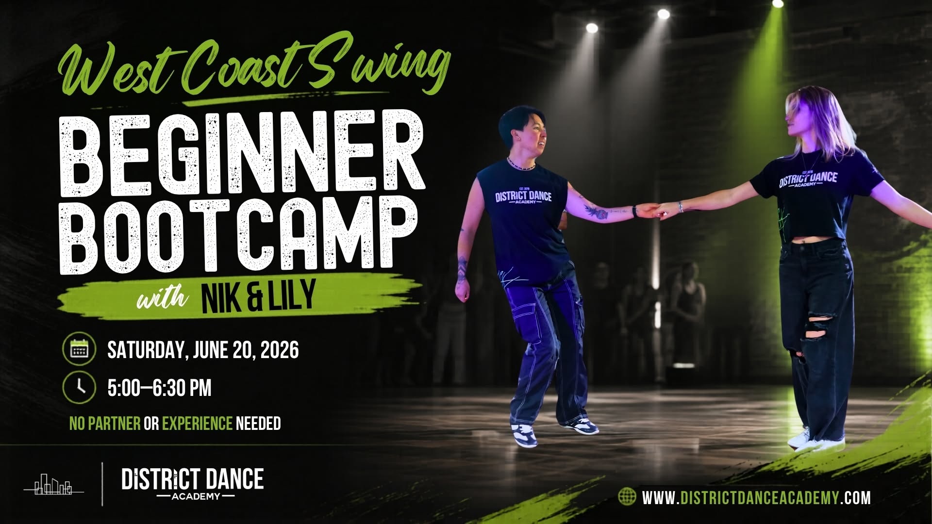 West Coast Swing Partner Dancing: Beginner Bootcamp with Nik & Lily