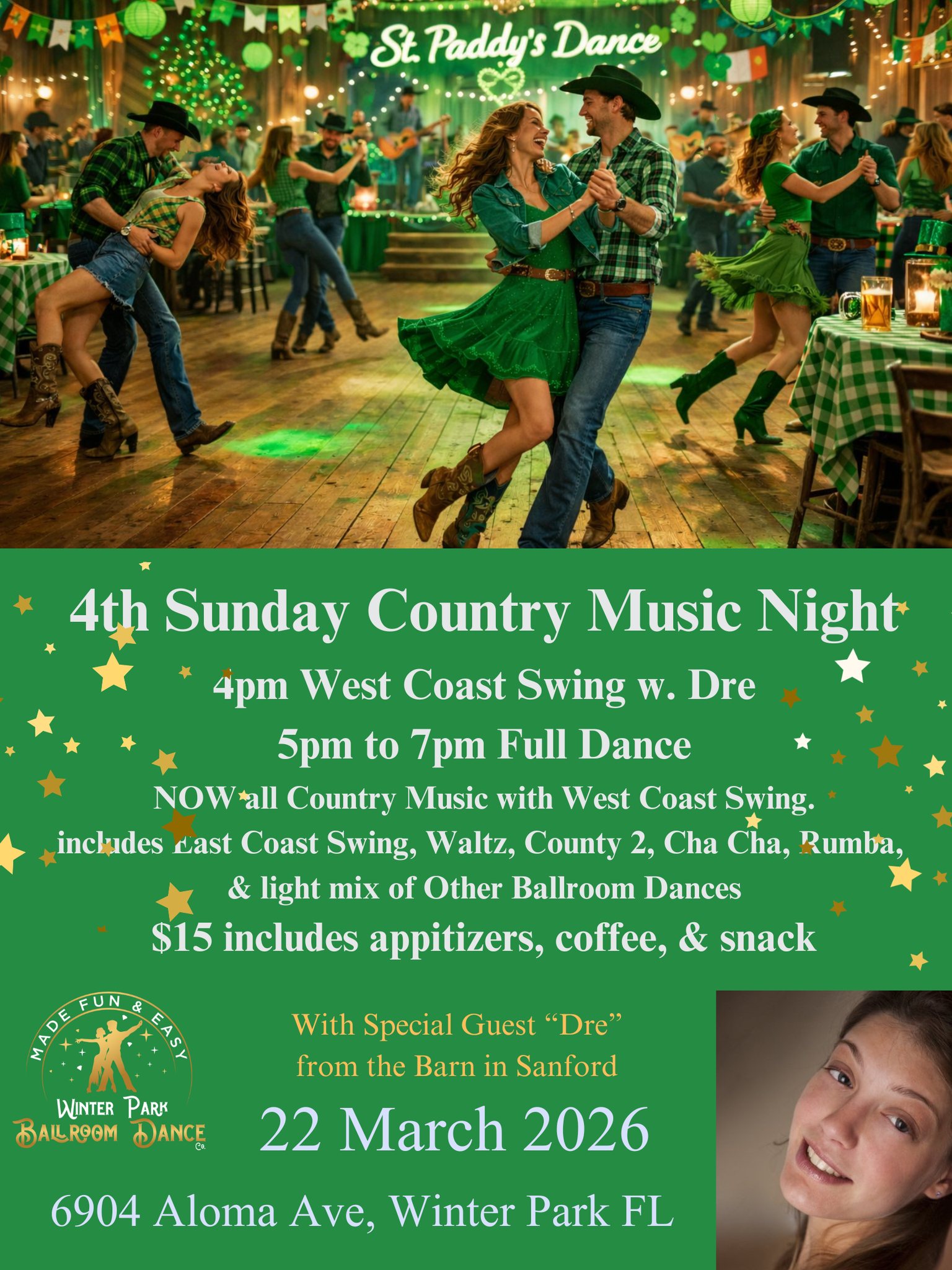 4th Sunday Country Western Music Night Dance with "Dre" West Coast Swing