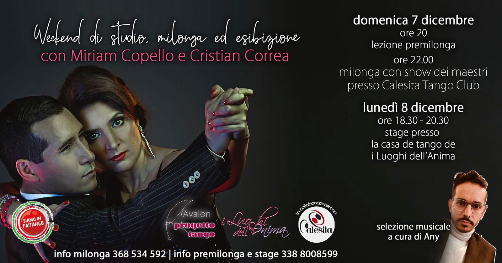 Weekend di studio, milonga ed esibizione con Cristian Correa e Miriam Copello