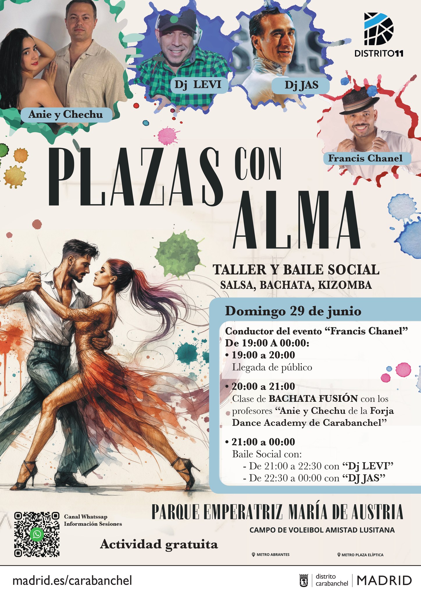 ¡Bailamos en Carabanchel! Clase de BACHATA FUSIÓN + Social SBK al Aire Libre Acceso gratuito