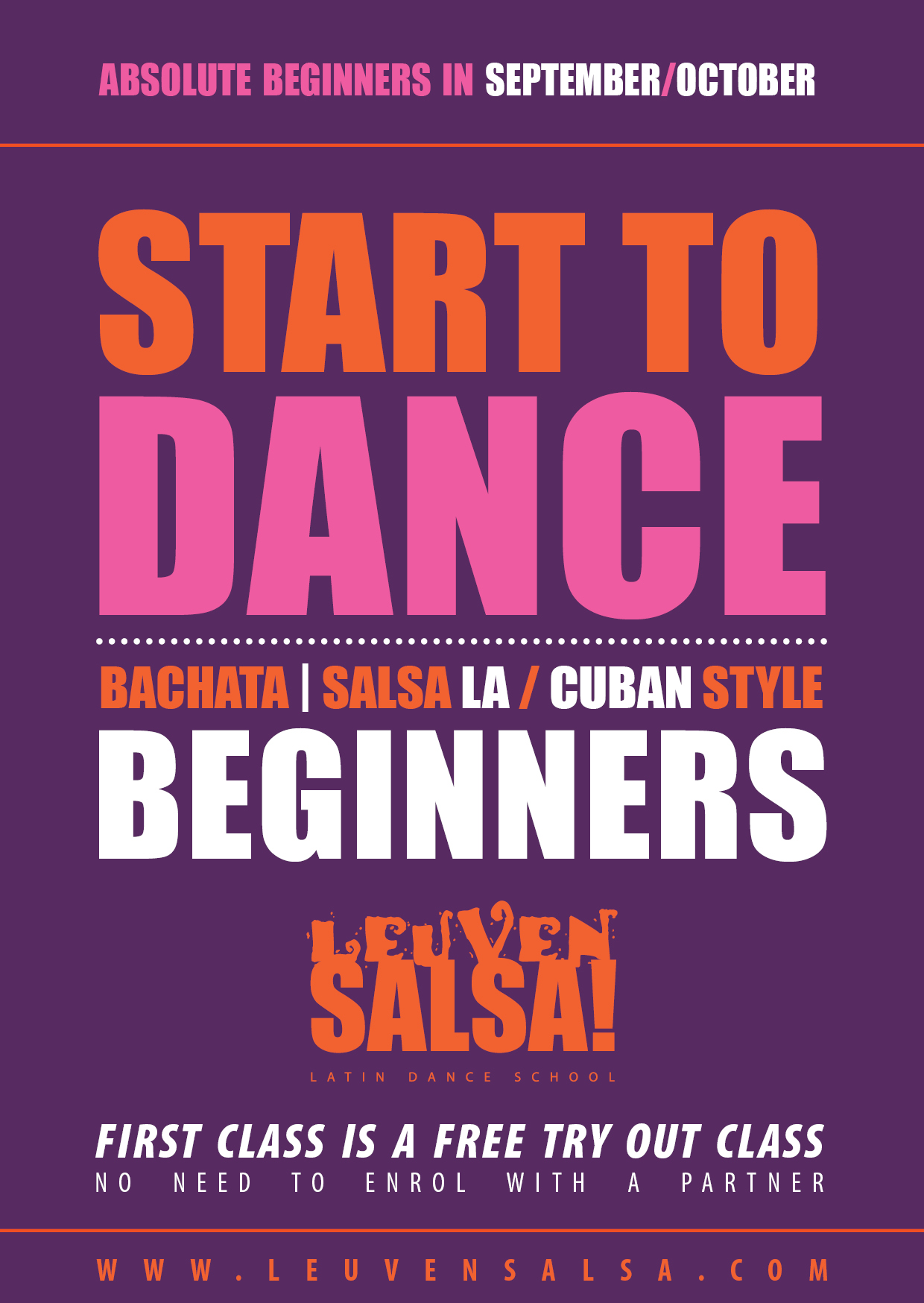 START TO DANCE. Free try out dance classes for absolute beginners