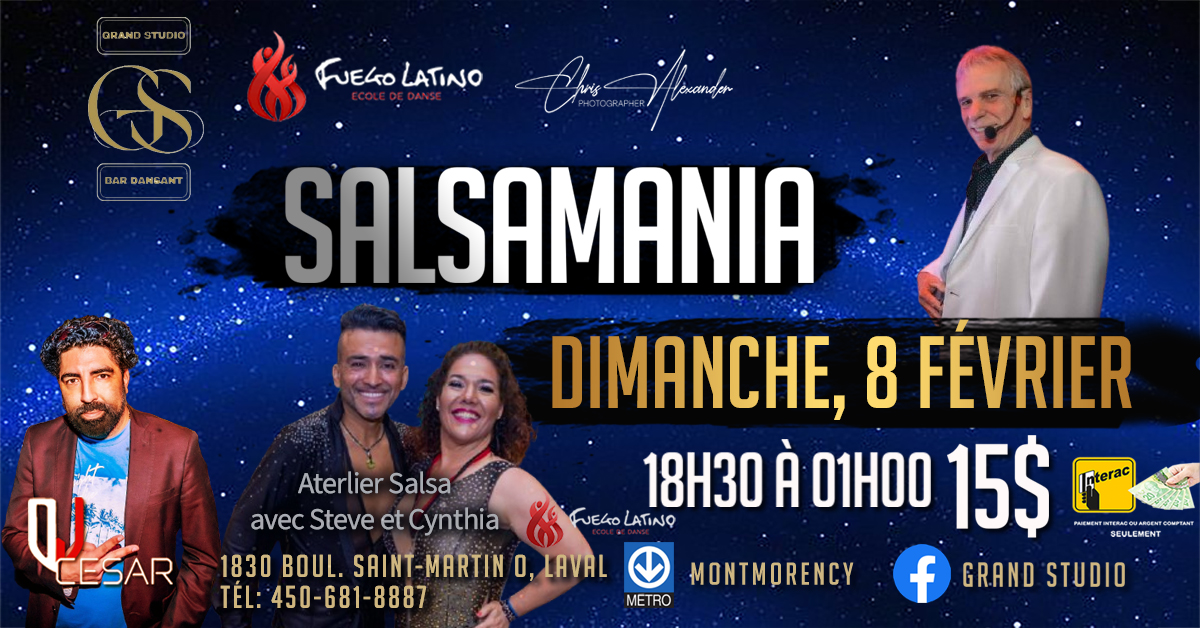 Danse Latine - Laval - SalsaMania - Dimanche 8 février