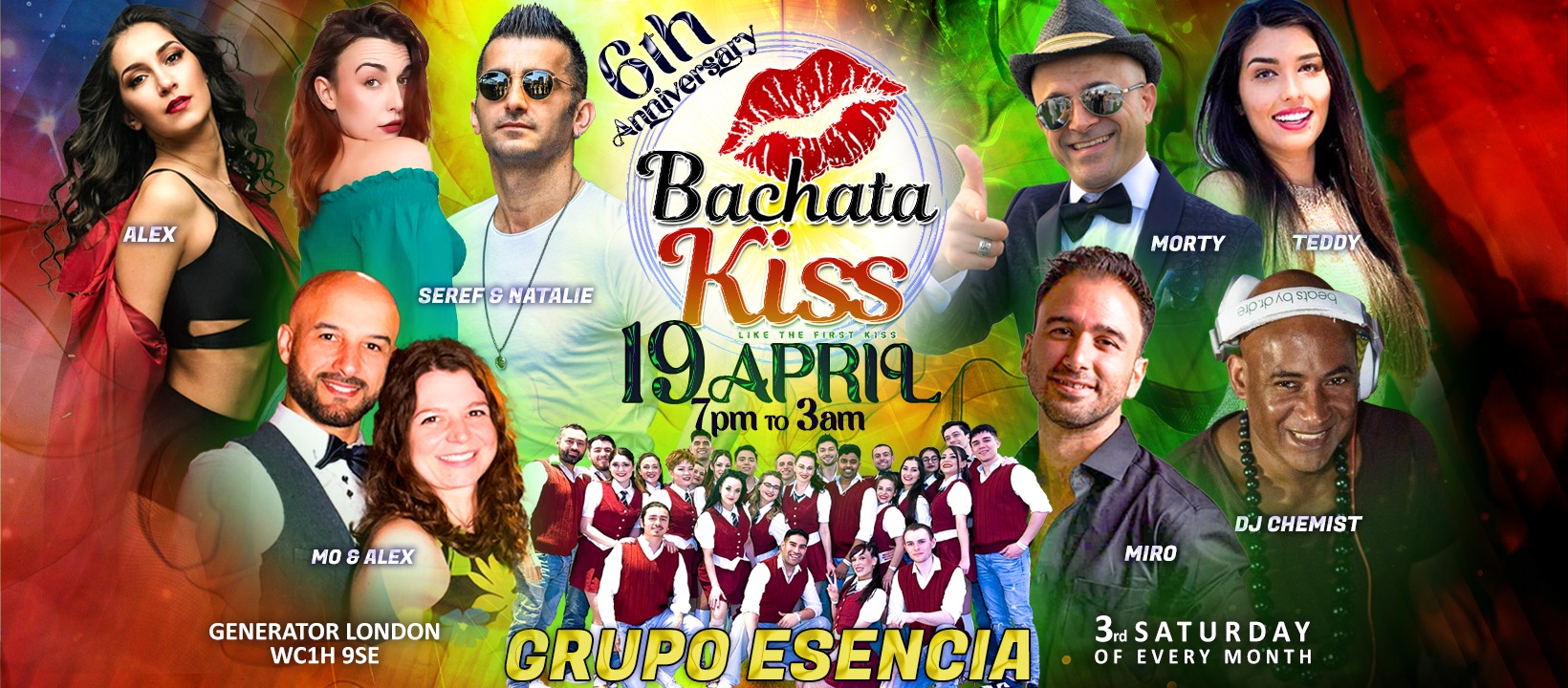 Bachata Kiss 6th Anniversary, Bachata classes & parties on the 3rd Saturday of every month in London