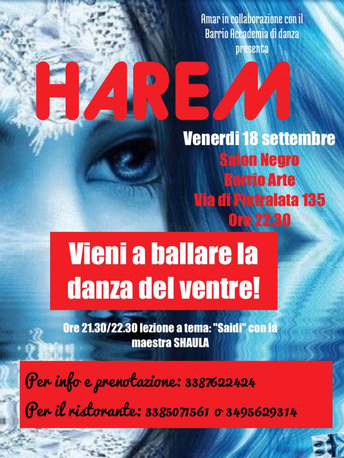 HAREM- Serata di danza del ventre al BARRIO ARTE