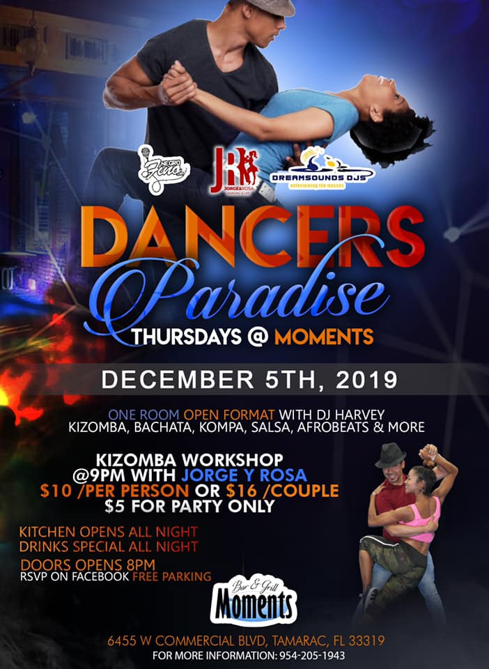 Salsa Bachata Kizomba Thursdays at Moments! 12 5 19