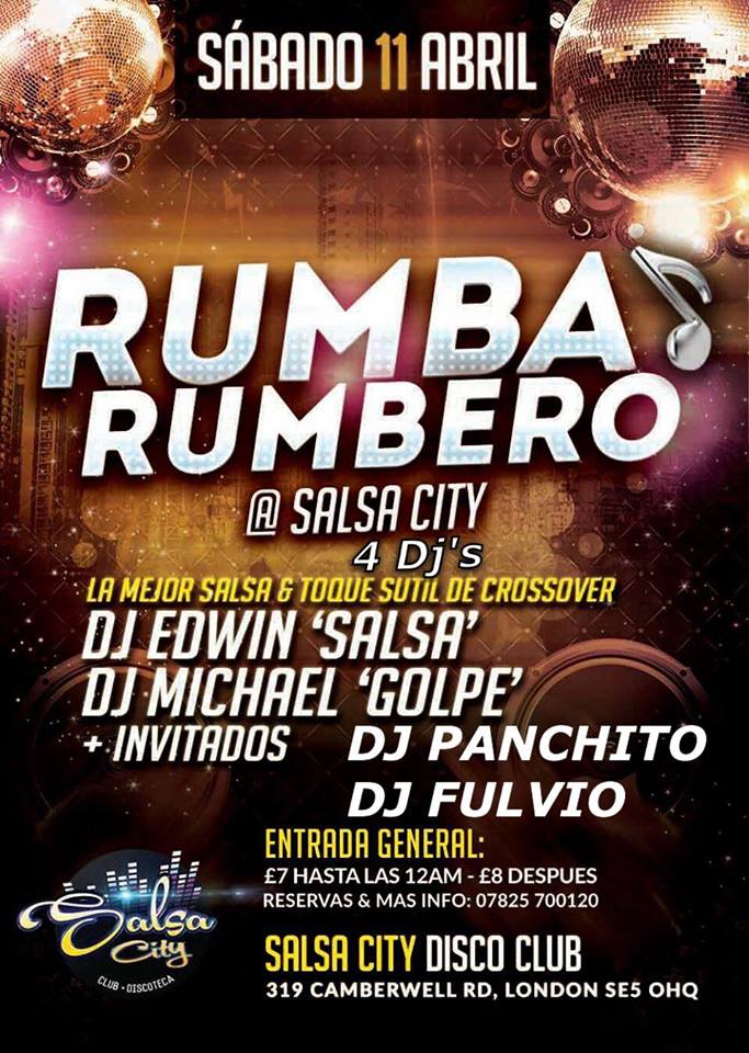 SALSA CITY DISCO CLUB "RUMBA RUMBERO" SÁB 11 DE ABRIL DE 10PM A 5:30AM!